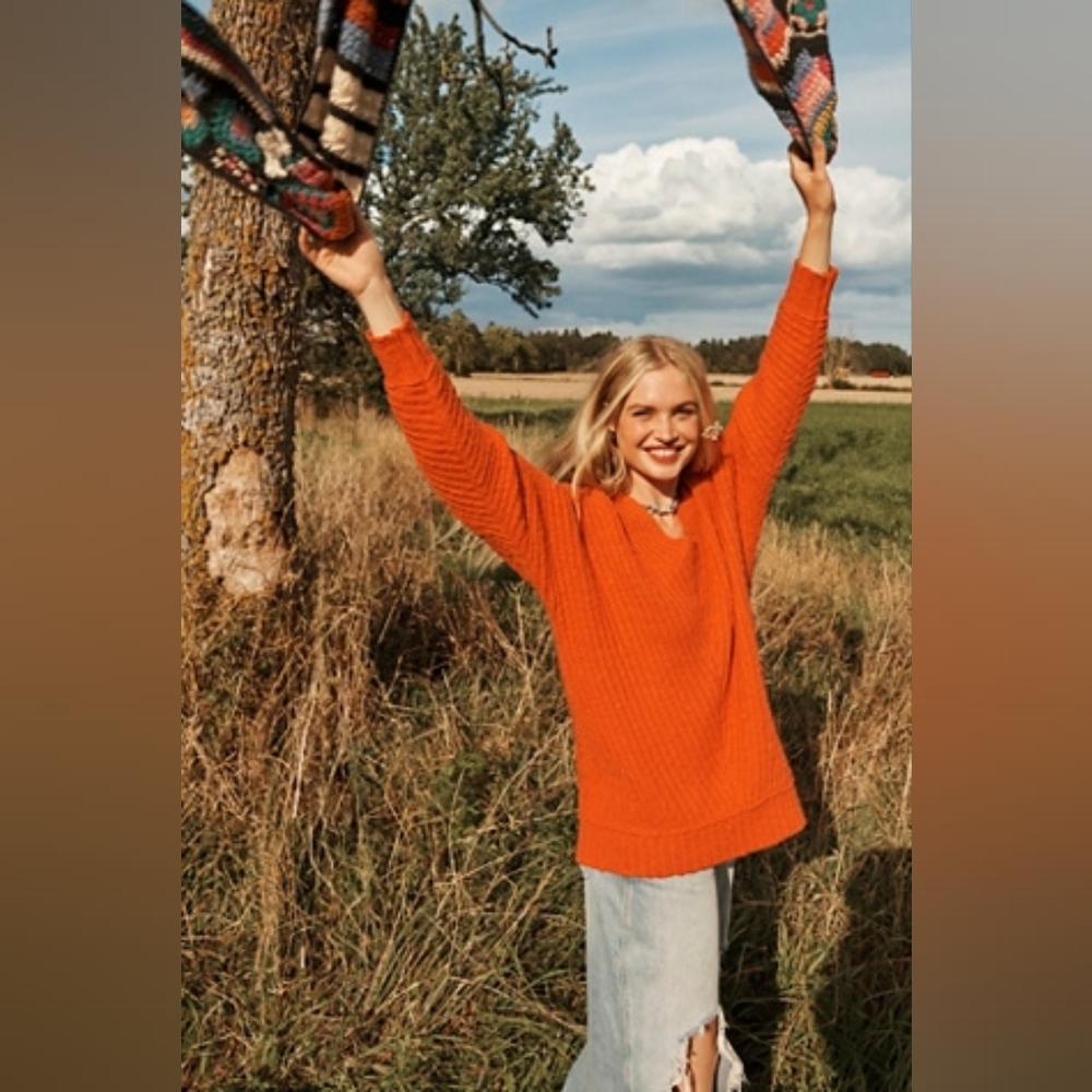 Free People  Sunset V Neck Sweater